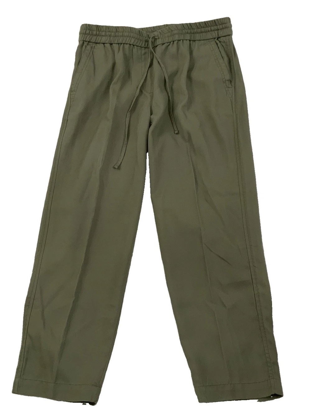 Talbots Elastic Waist Lightweight Pull On Pants Sz 8 Petite Stretch Olive Green